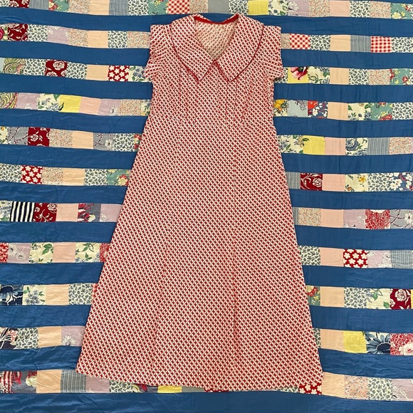 Vintage Dresses & Skirts - Vintage 1930s red and white cotton day dress!